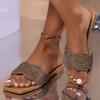 2026 Damenmode All-Match Strass-Sandalen Outdoor Strand-Slides Hausschuhe Sommer Damen Neu Flacher Absatz Strass-Hausschuhe