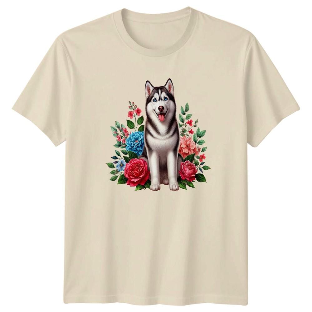 Watercolor Floral Siberian Husky Dog Unisexs TShirt Dog Owner Pet Lover