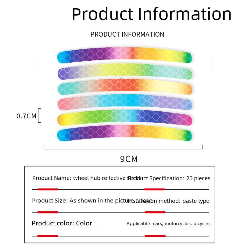 Autocolante luminoase reflectorizante pentru cauciucuri auto, biciclete, motociclete - 20BUC
