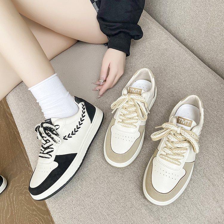 Women's Sneakers Autumn New Rubber Flat Shoes Lightweight Breathable Color-Blocking Wheat Casual Women's Sports Shoes Mixed Batch