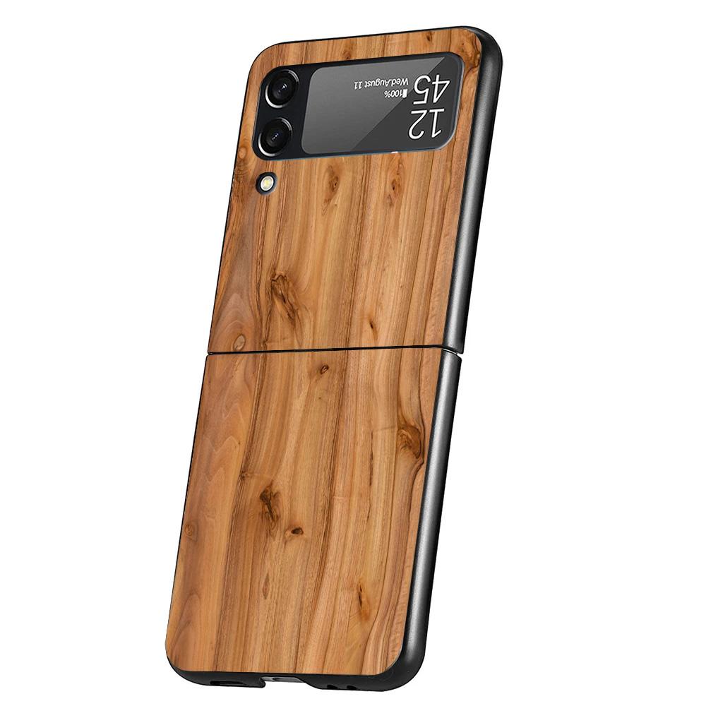 Wood Wooden Pattern Cover Phone Case For Samsung Galaxy Z Flip 7 6 5 4 3 5G Flip7 Flip6 Flip5 Flip4 Flip3 Black Fundas Shell Gal