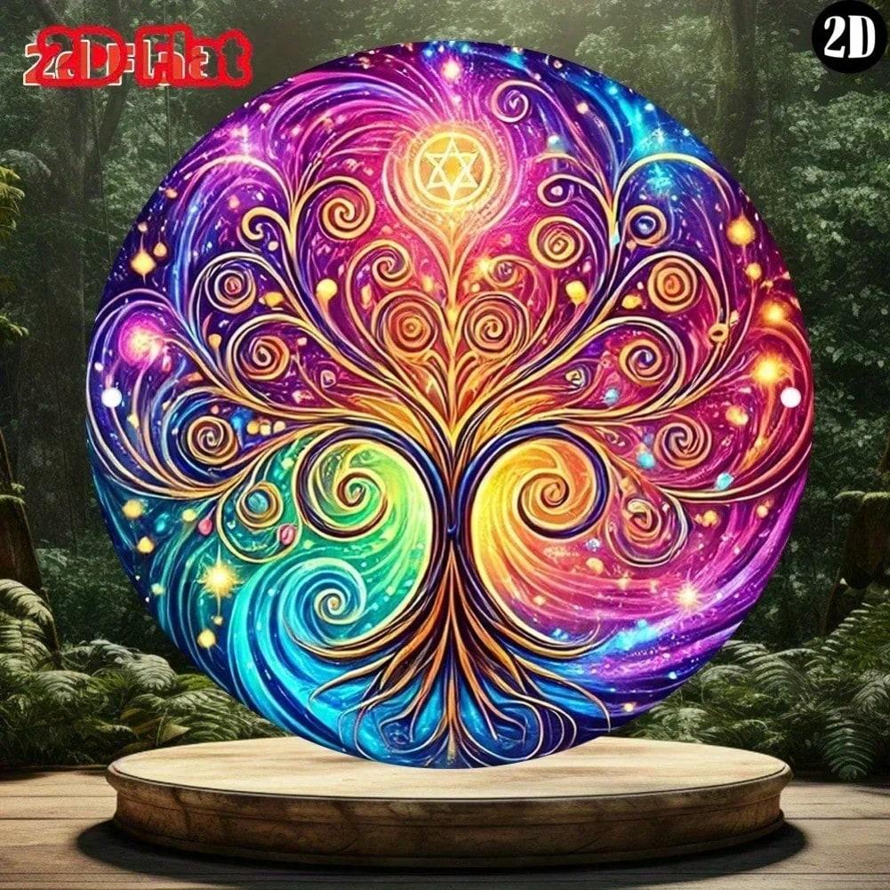 

Vintage Metal Wall Art Round Pendant Star Pattern Home Garden Decor 20x20 різнокольоровий