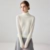 Women's High Neck Cashmere Sweater - Long Sleeve Wool Knit Solid Color Top for Autumn/Winter