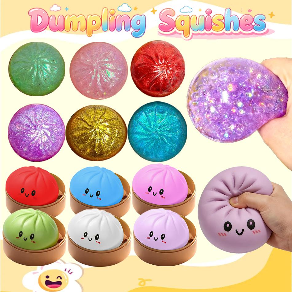 Neu 1-12 Stück Glitzer-Knödel Glitzer-Knödel Squishy mit Box Knödel Sensorisches Knetspielzeug zur Stressbewältigung Spielzeug