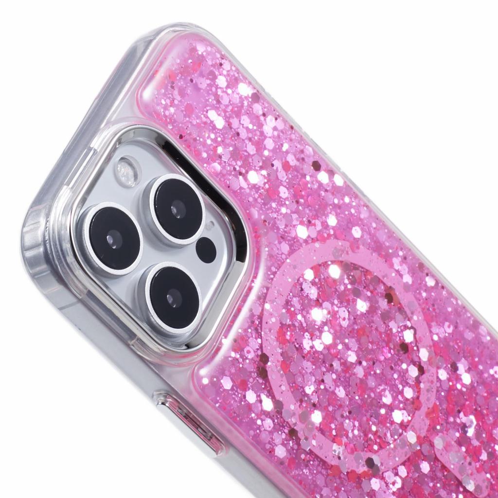 For iPhone 16 Pro Max Case Compatible with MagSafe Glitter Sequin Epoxy TPU+Acrylic Phone Cover