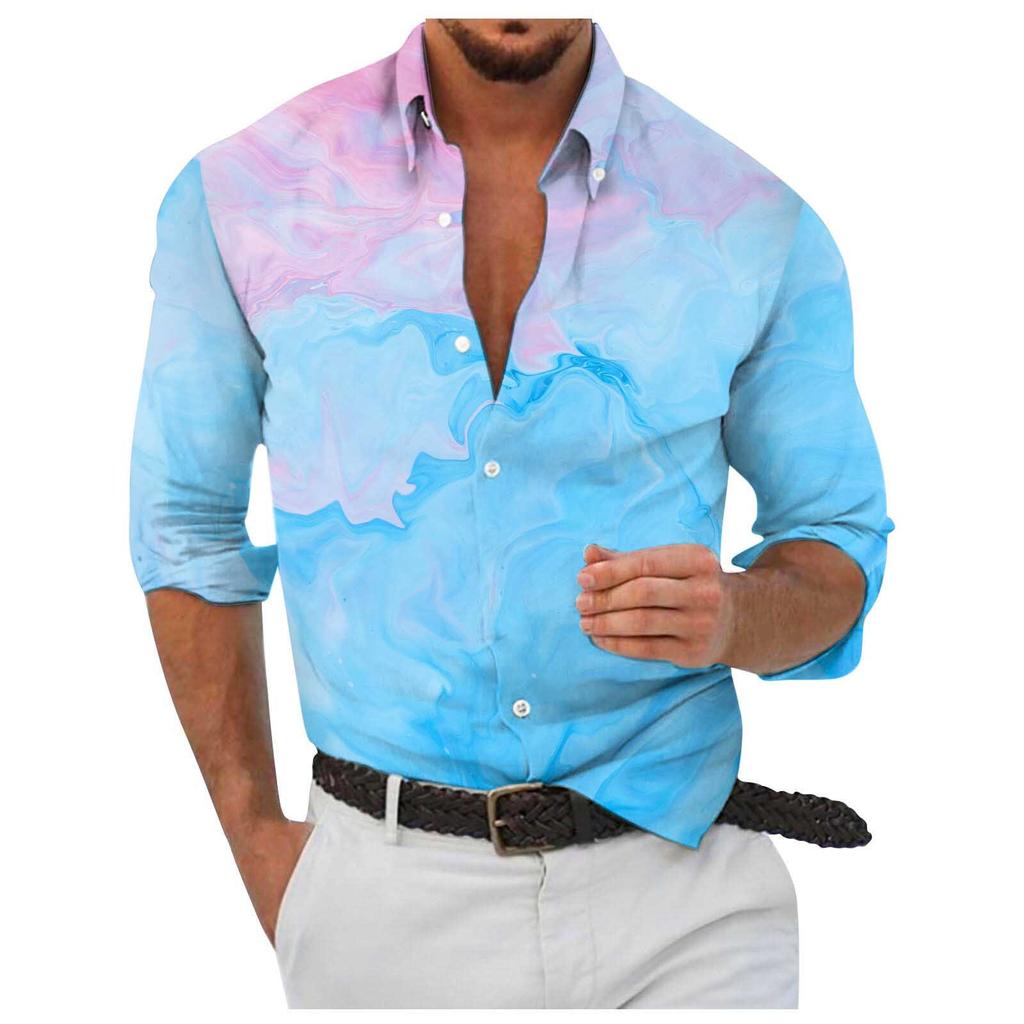Designer Spring Summer Men's Casual  3D  Halloween Printing Hawaii Shirt Blouse Long Sleeve Shirts