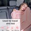 Travel Blanket Soft Fleece 2-in-1 Foldable Pillow Combo Flights Camping Car Trips Airplane Pillow Blanket with Luggage Strap