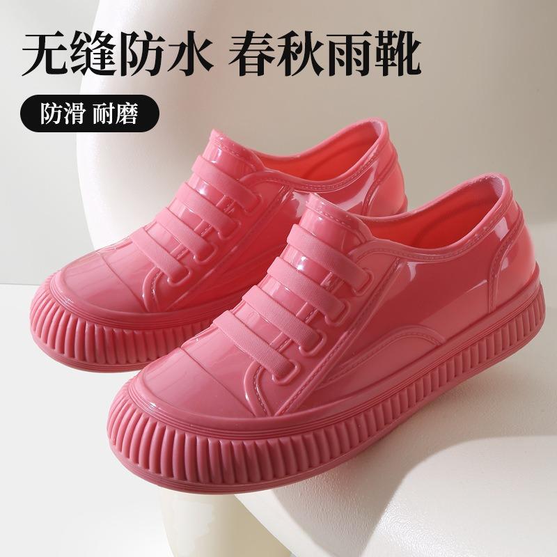 

Fleece rain shoes women s fashion lowtop cotton rain boots spring and summer short tube work nonslip thick sole heightening waterproof shoes 36