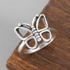 Vintage Ethnic Hand-Carved Hollow Butterfly Ring Women'S Lovely Elegant Temperament Jewellery  Colour Alloy Accessories