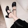 Red Women's Faionable Outdoor Wear Thi Heel Summer New One-Strap High Heel Cool Slippers Korean Sle Daily Slip-On Sandals
