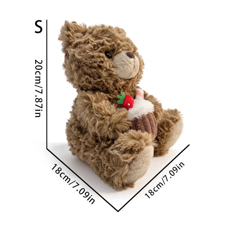 Cute Sleepy Doll Teddy Bear Holding Cake - Plush Toy Gift for Friends