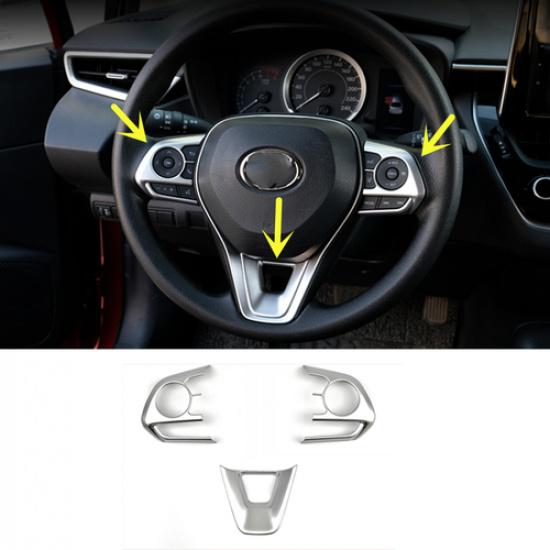 Car Steering Wheel Trim Matte silver 3pcs For Toyota Corolla -2026