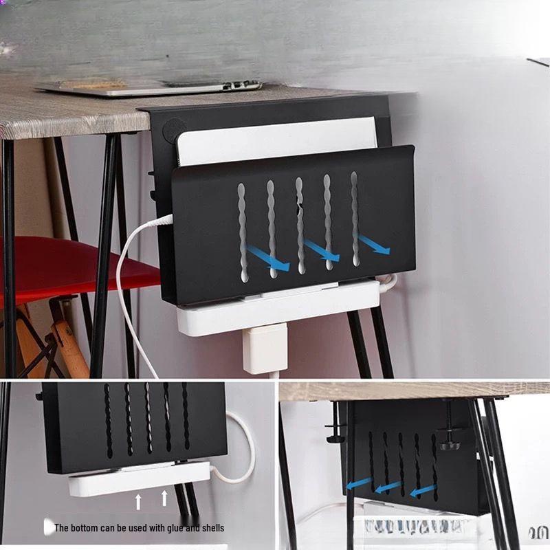 Multi-Functional No-Drill Vertical Laptop Cooling and Storage Rack for Desks