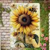 Vintage Sunflower Bee Metal Tin Sign Rustic Farmhouse Wall Art for Cafe Bar Home Kitchen Decor