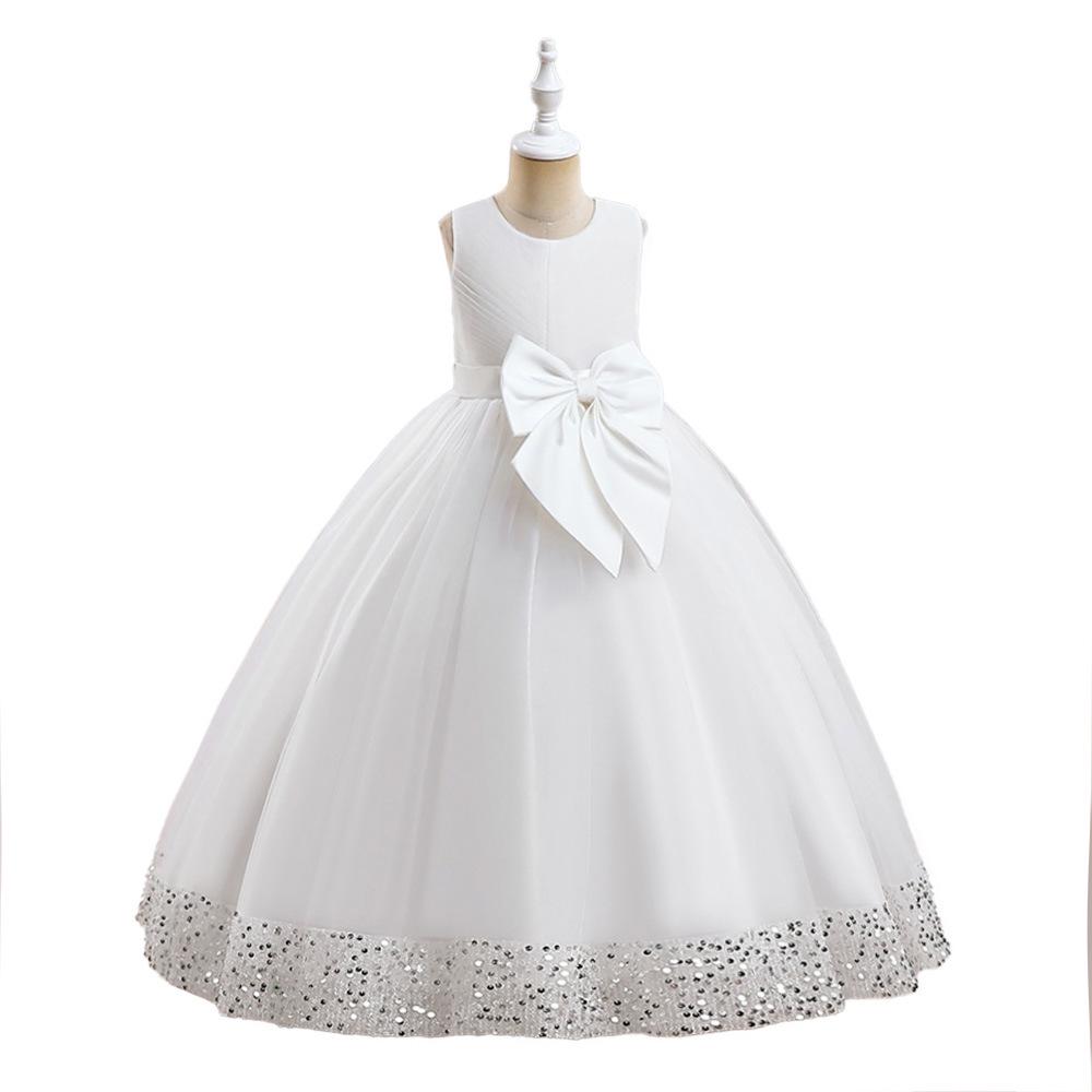 Girls' Formal Sequin Mesh Flower Princess Dress for Big Kids