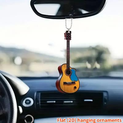Mini Gitarren Rückspiegel Anhänger Auto Hängeornamente Autodekoration Geschenke für Gitarrenliebhaber Weihnachtsdekoration