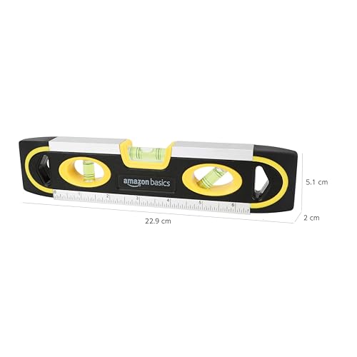 Basic Magnetic Level with Graduation, 9 Inches (23cm), Black and Yellow