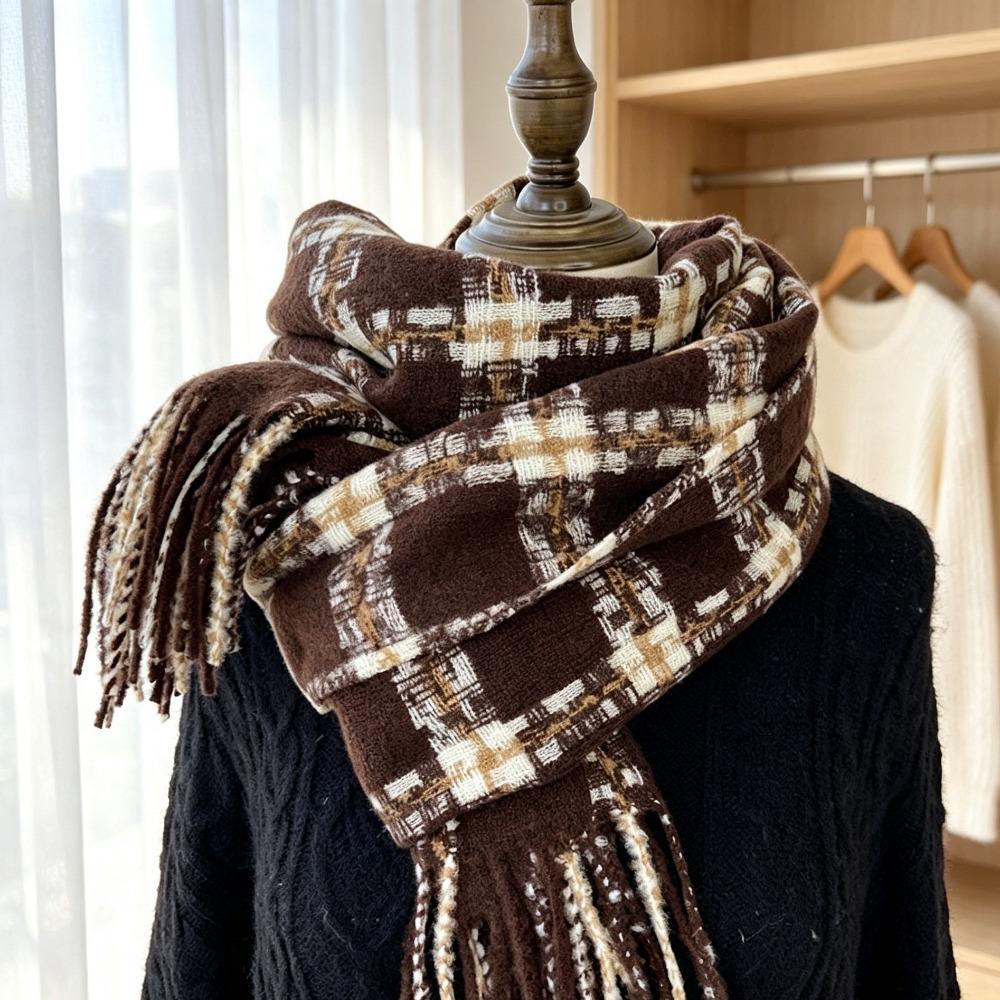 Plaid Pattern Neck Warmer Faux Cashmere Winter Scarf New Women's Scarf  Fall Winter Wear
