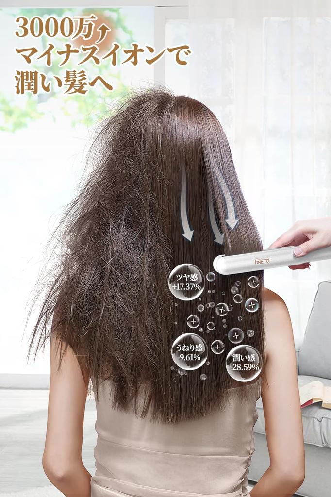 FINETOl Hair Iron for Straightening and Curling Prevents Instant Moisture to 5 Temperature 30 Million Negative Temperature Memory Cushion 25mm Silk