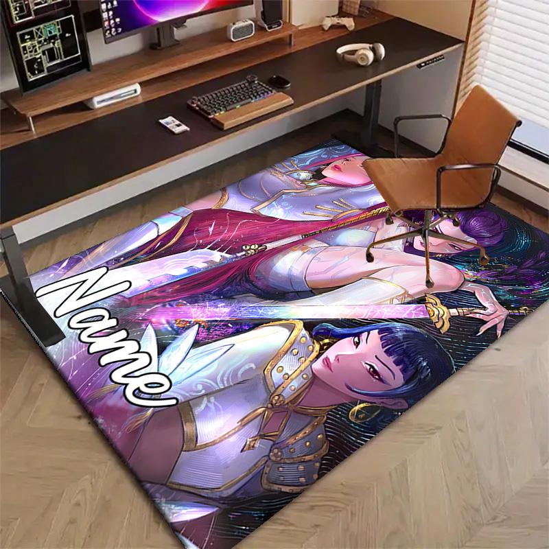 Custom KPop Demon Hunters Mat Personalized Name, Polyester Washable Indoor Entryway Rug, Gift for Christmas, Easter, Thanksgiving Day