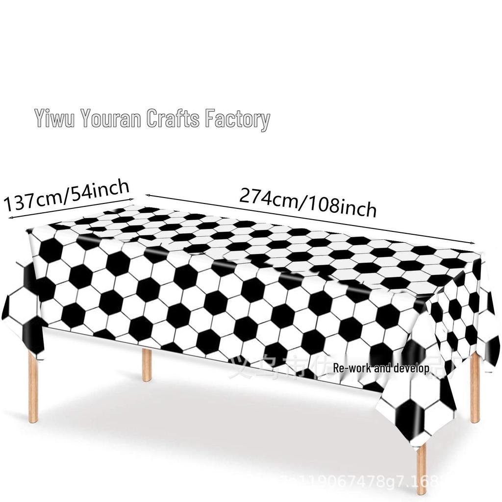 World Cup Football Theme Party Set: Green Field Plates, Tablecloth & Napkins