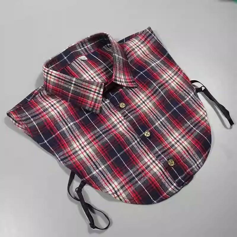 Perfect Match Plaid Fake Collar Shirt Men  Removable False Collar Shirt Fake Collar For Women Men Size 38 To 44 Detachable Nep Kraagie