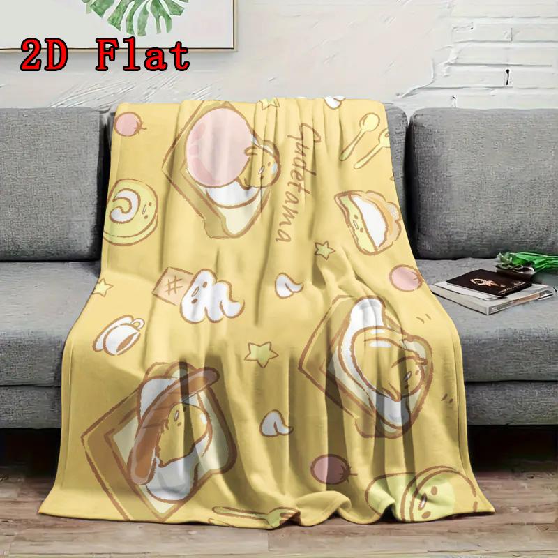 Gudetama 2D Flat Pattern Flannel Blanket High quality All Seasons Warmth and Comfort Perfect for Christmas Gifts.FMT261012377