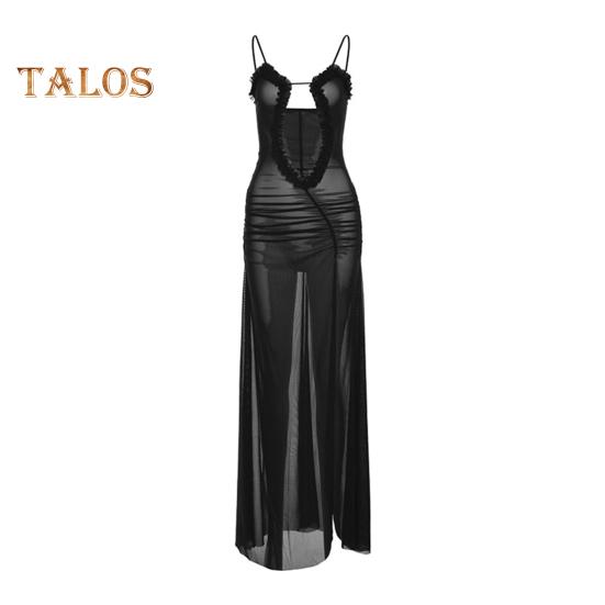 

Женское платье макси, сексуальное пляжное вечернее платье без рукавов с открытой спиной, облегающее трапециевидное платье, облегающее бедра, элегантная юбка с разрезом для вечеринки, пляжной свадьбы S чёрный