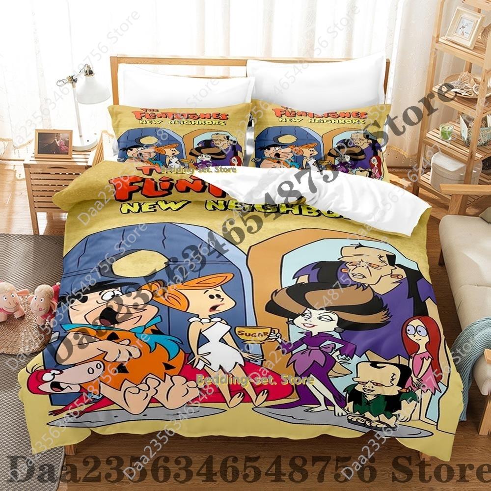 

Comforter Personality Flintstones Bedding Set Cartoon Anime Three-Piece Set Adult Kid Bedroom s 3D Kawaii Couette Comforter (quilt)-EU Single(135*200cm)3pcs
