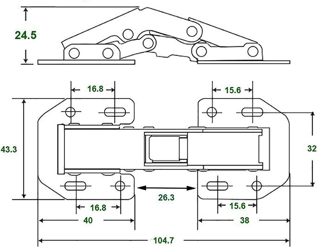 Cabinet Hinges Kitchen Surface Mount Hinges 104mm 4 Pieces