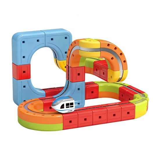 1 Set Manyetik Raylı Tren Oyuncak Seti Çocuklar Kendin Yap Ray İnşaatı Yerçekimine Meydan Okuyan Elektrikli Tren Oyuncak Yeni Başlayanlar İçin Raylı Araba Eğitici STEM Öğrenme Oyuncak