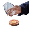 Windproof Candle Shade Cover Glass Candlestick Candle Holder with Wood Base Chinese Dinner Zen Home Household Decoration