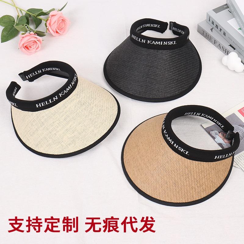 Summer Outing Folding Beach Hat Versatile Empty Top Hat Cycling Sports Sunshade Straw Hat Topless Sun Hat