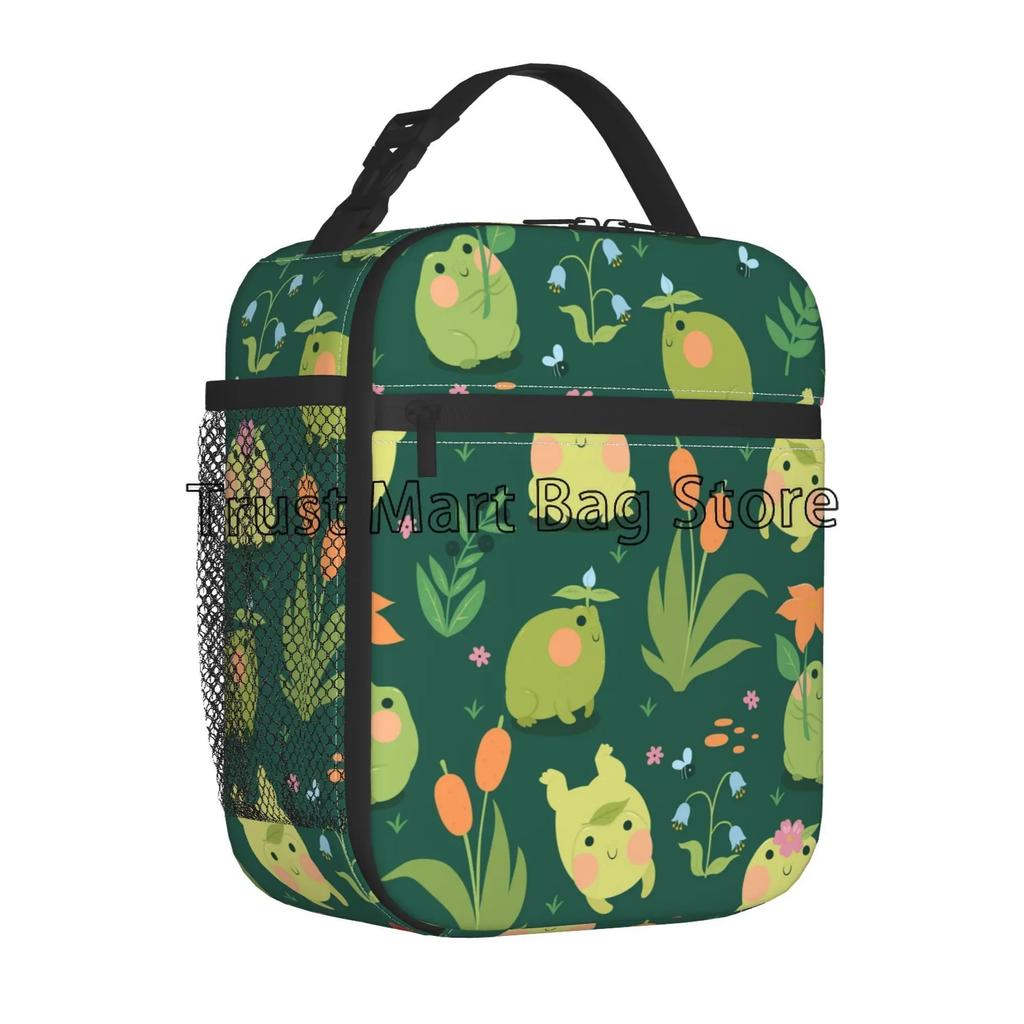 Cute Frog Lunch Bag for Women Boys Girls Portable Lunch Box Reusable Cooler Tote Bag for Office Work School Picnic Beach Travel