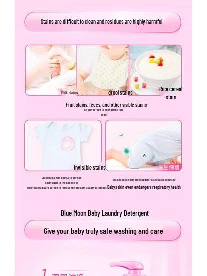 Baby Laundry Detergent - Gentle Stain Remover & Milk Stain Cleaner, No Fluorescent Agents, Bottled by Bluemoon.