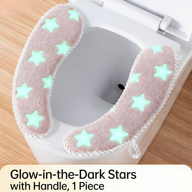 

Night‑Visible Plush Toilet Seat Cover Bath Mat Set Soft Washable Removable Zipper Toilet Cushion for Bathroom помаранчевий