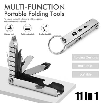 Tragbarer Mini-Schraubendreherschlüssel aus Edelstahl mit Flaschenöffner, Kombinationswerkzeug-Set für den Außenbereich, Notfall-EDC-Reparatur-Multitool