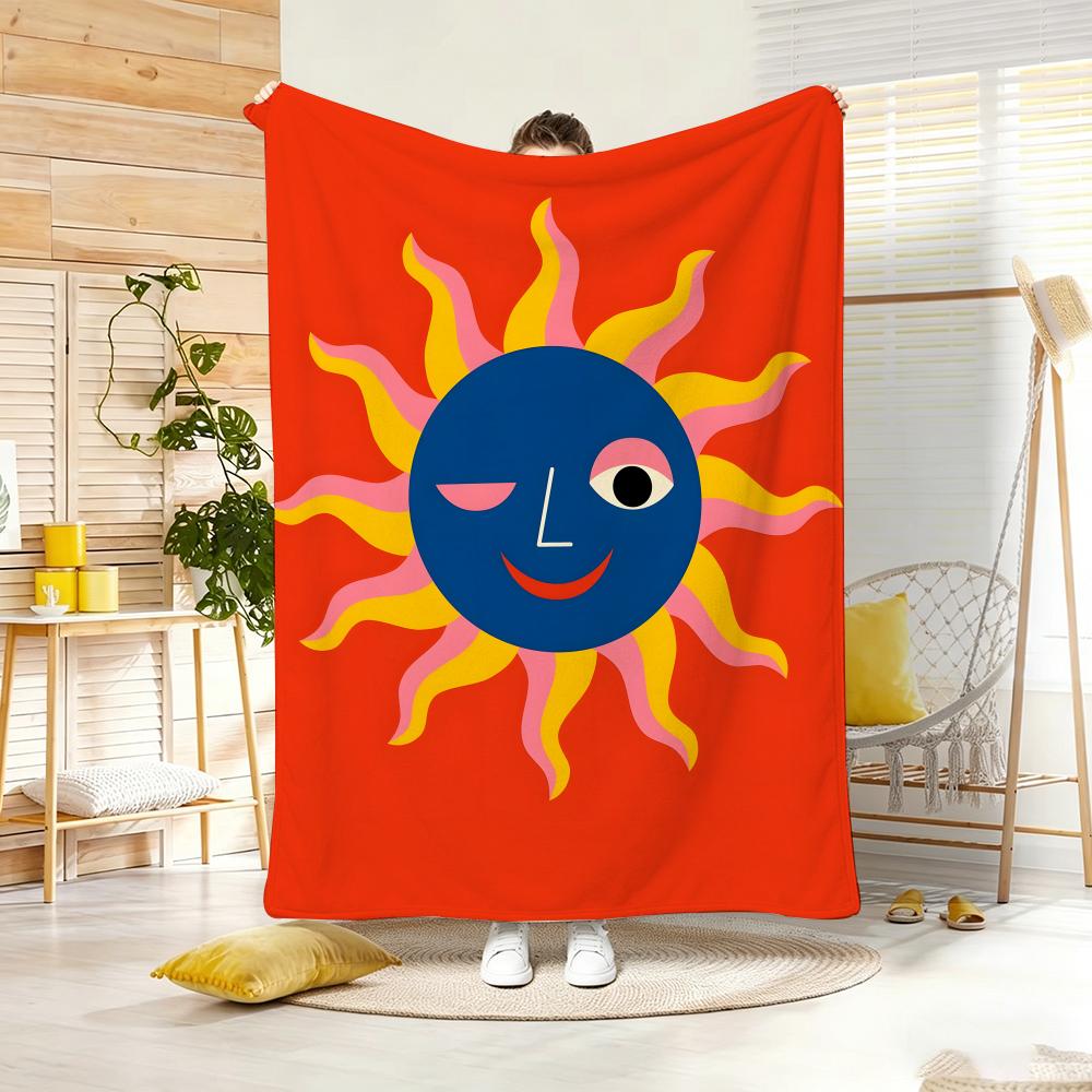 Artistic Pattern S-Sun Throw Soft Warm Throw Blanket for Bedroom Living Room Bed Travel Camping Picnic Gift