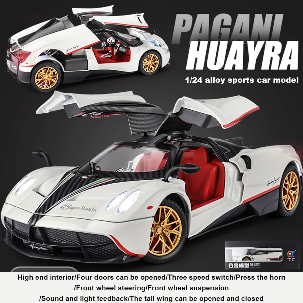 1/24 Alloy Die-casting Metal Pagani Huayra Dinastia Car Model Toys with Sound and Light Functions,Pull Back,Adults and Children Are Suitable for Gifts