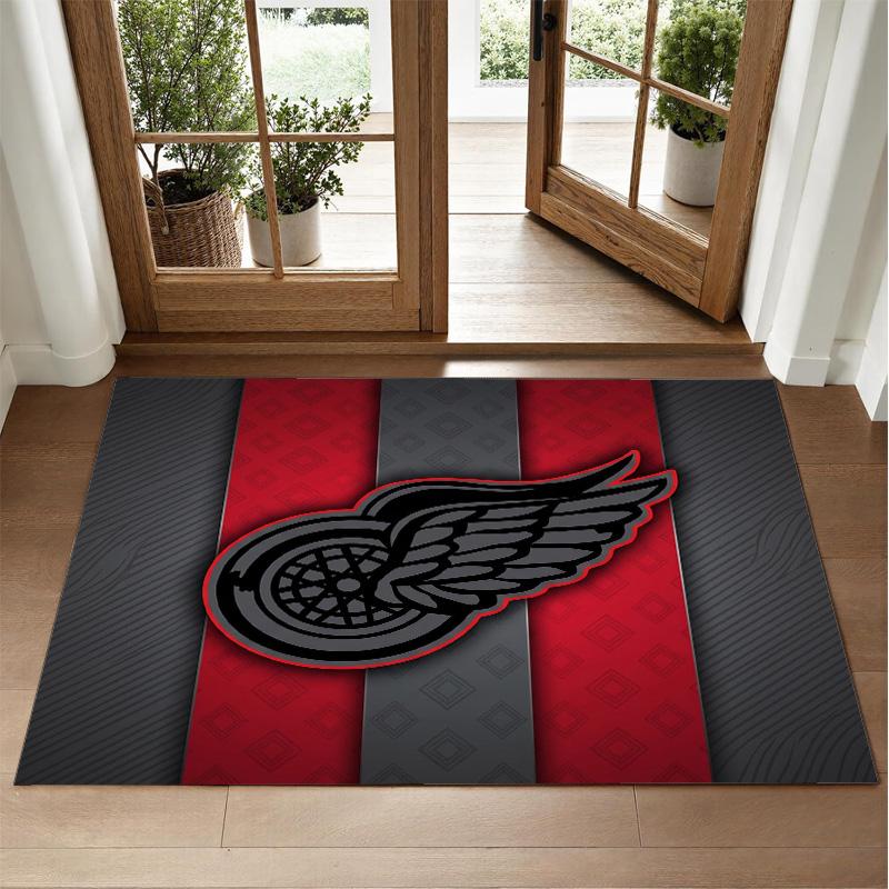 Detroit Red Wings Design Crystal Velvet Rug Soft Decorative Mat for Bedroom Entrance