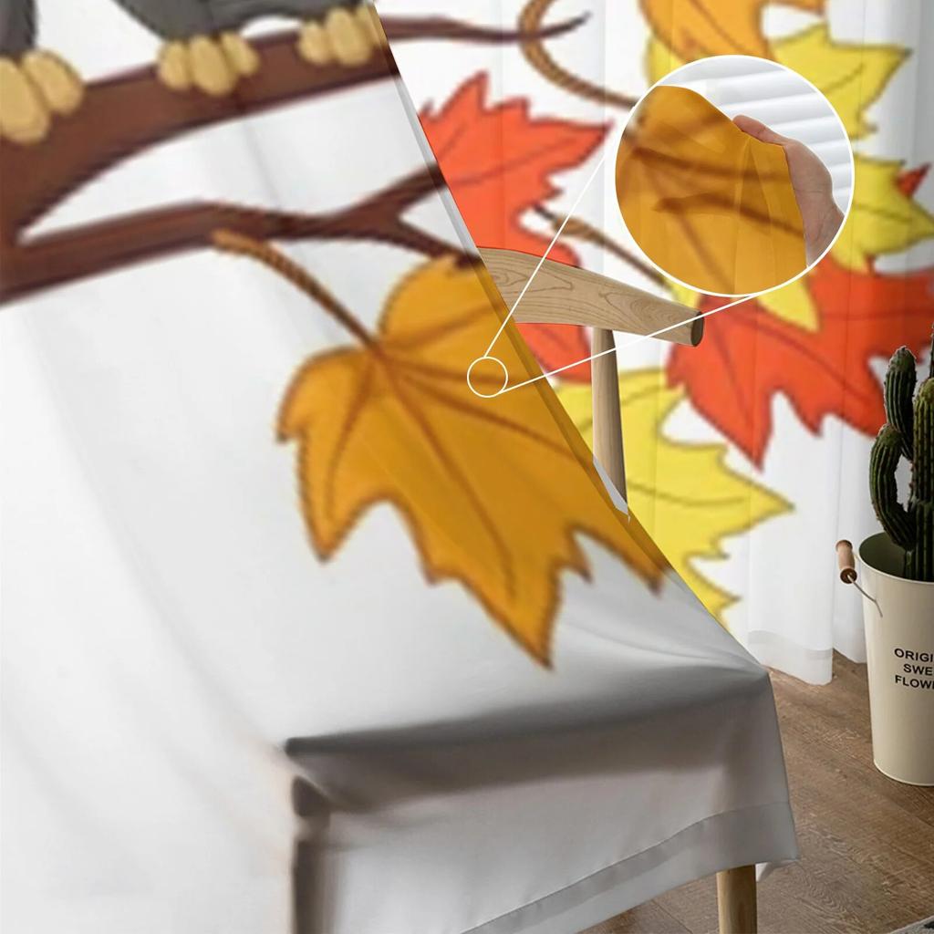 Urocza Sowa na Gałęziach Drzewa Przezroczyste Zasłony do Salonu Pokoju Dziecięcego Tiulowe Zasłony Obróbka Okna Kuchennego Draperie