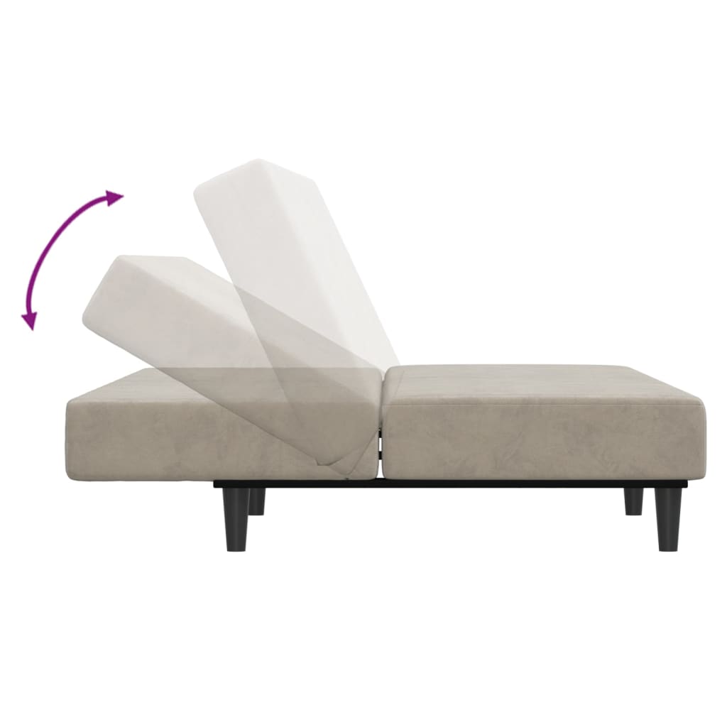 2 Seater Sofa Bed Light Grey Velvet