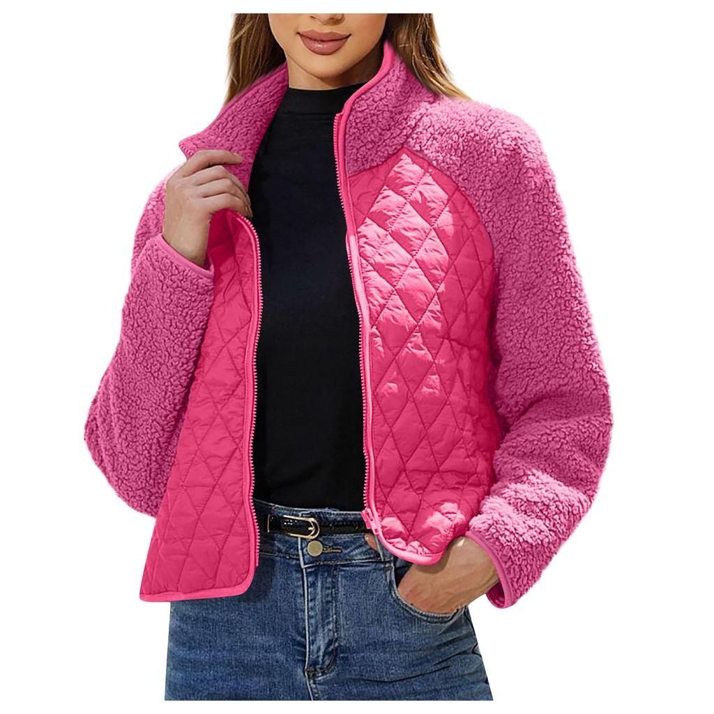 Women's Fashion Autumn/Winter Cardigan Zipper Long Sleeve Plush Panel Coat