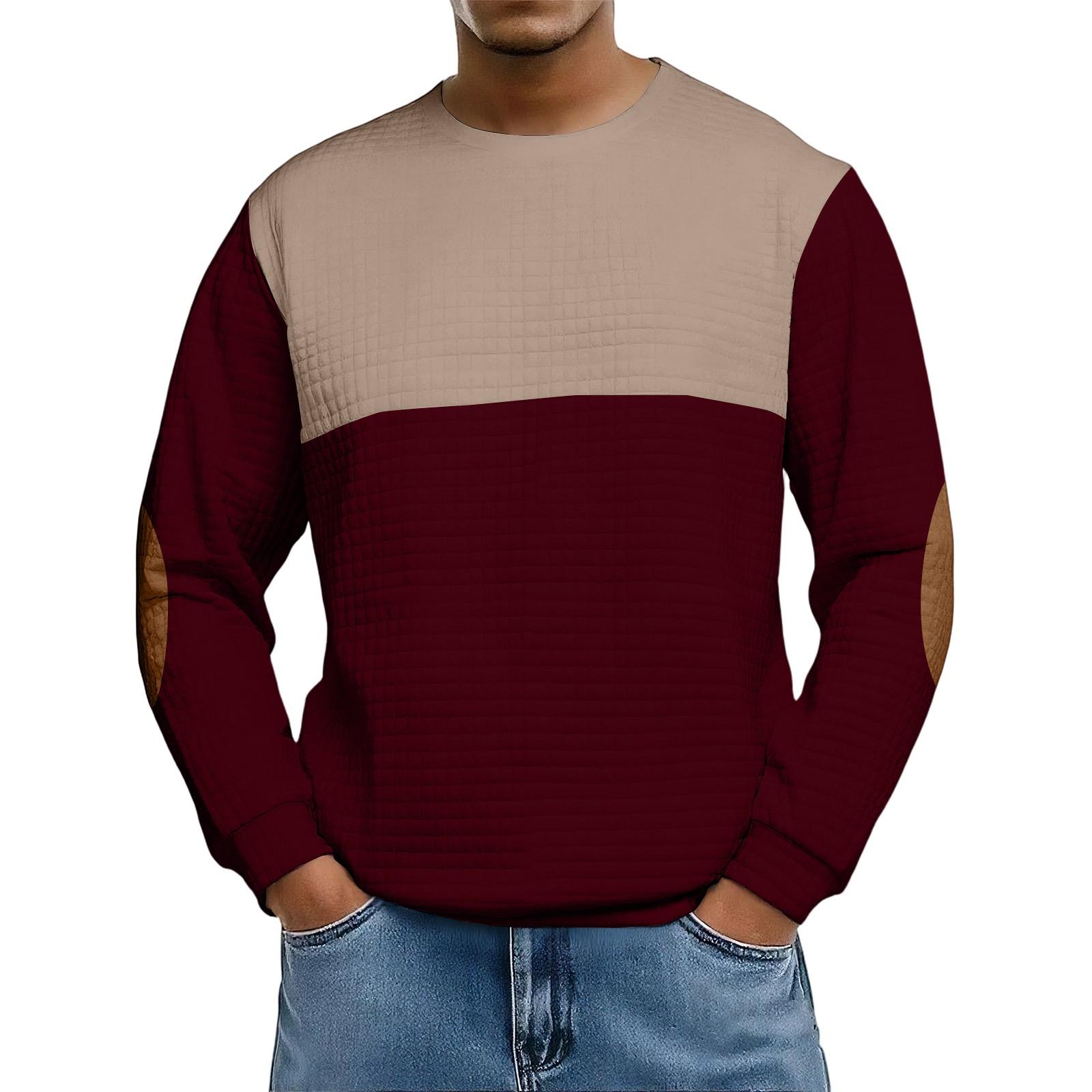 

Мужской повседневный топ с вафельным переплетением и свободным кроем, с длинными рукавами и вырезом горловины. XL винный