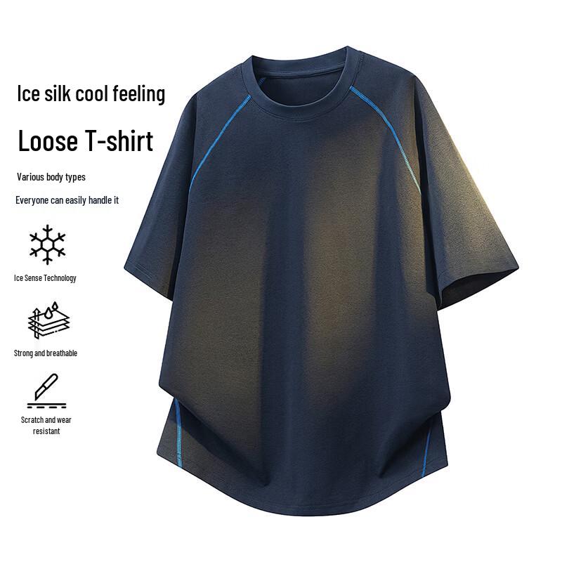 VUUG Men s Retro American Style Loose Fit Short Sleeve T-Shirt 5XL