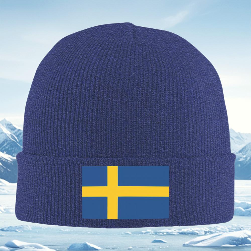 

Yellow cross blue rectangle shapes Men Women Unisex Knitted Hat Beanie Pullover Cap Winter Thermal Warm Christmas Outdoor Cyclin