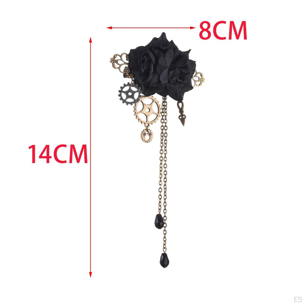 Mechanical Hairpin Steam Gear Brooch with Tassels Suit Pin Alloy Women for Dress Coat