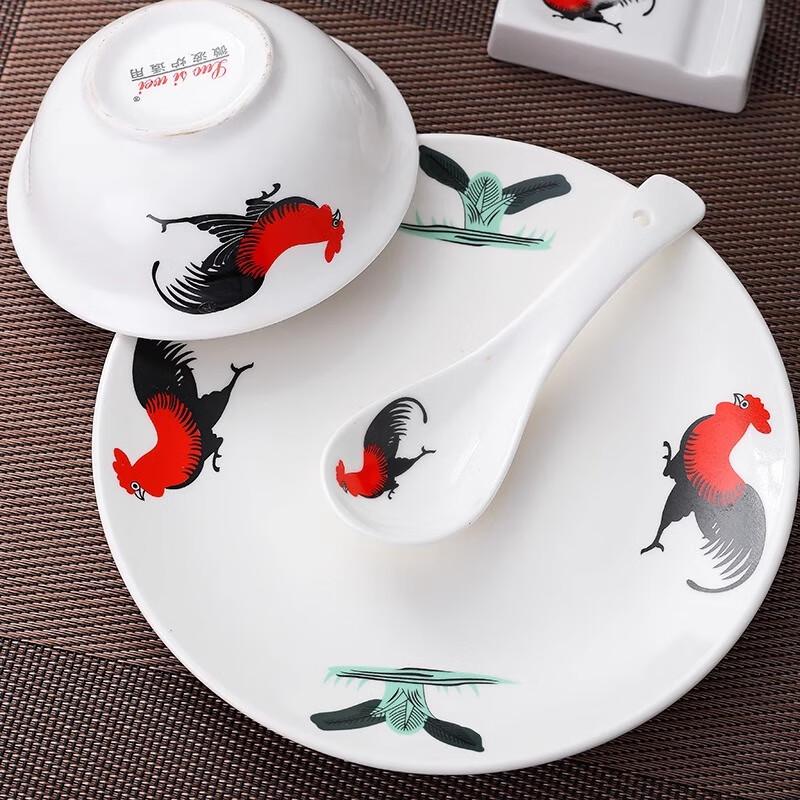 Set di piatti in ceramica vintage con gallo