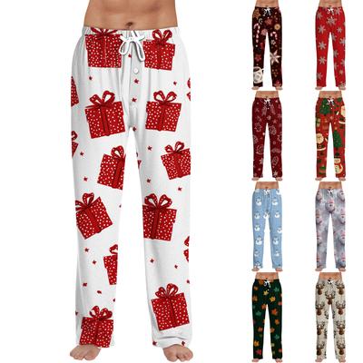Men's Christmas Print Drawstring Pants Casual Pajama Pants