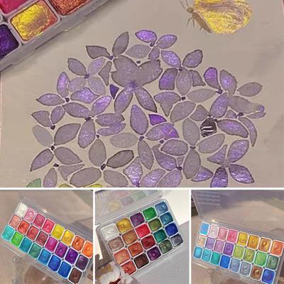 Aquarellfarben-Set mit 20/24 Farben, nahtloses Mischen, hohe Transparenz, feine Pigmentverteilung, natürlicher Gummi, tragbare Palette